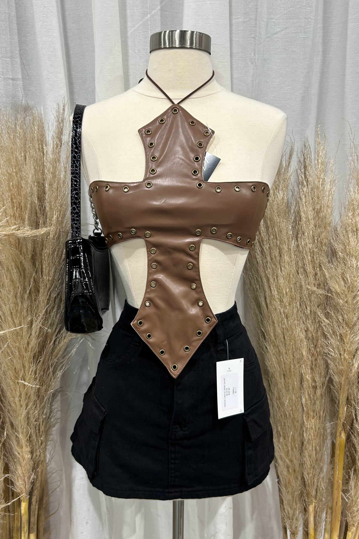 Cross Halter Tie Top (Chocolate Brown)