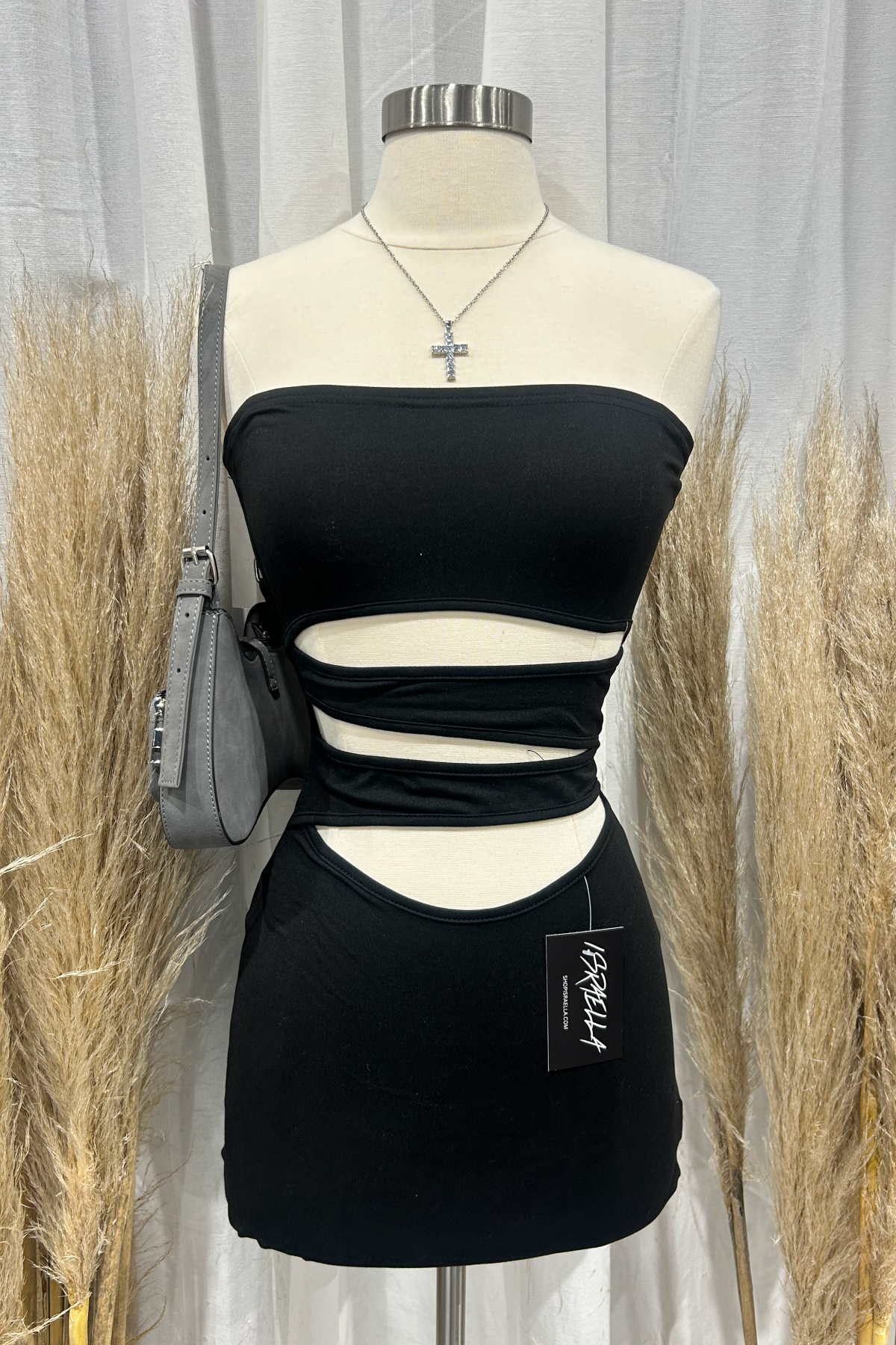 Acosta Mini Cutout Tube Dress (Black)