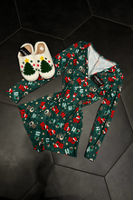 Load image into Gallery viewer, Ho Ho Ho Pj Romper (Dark Green)