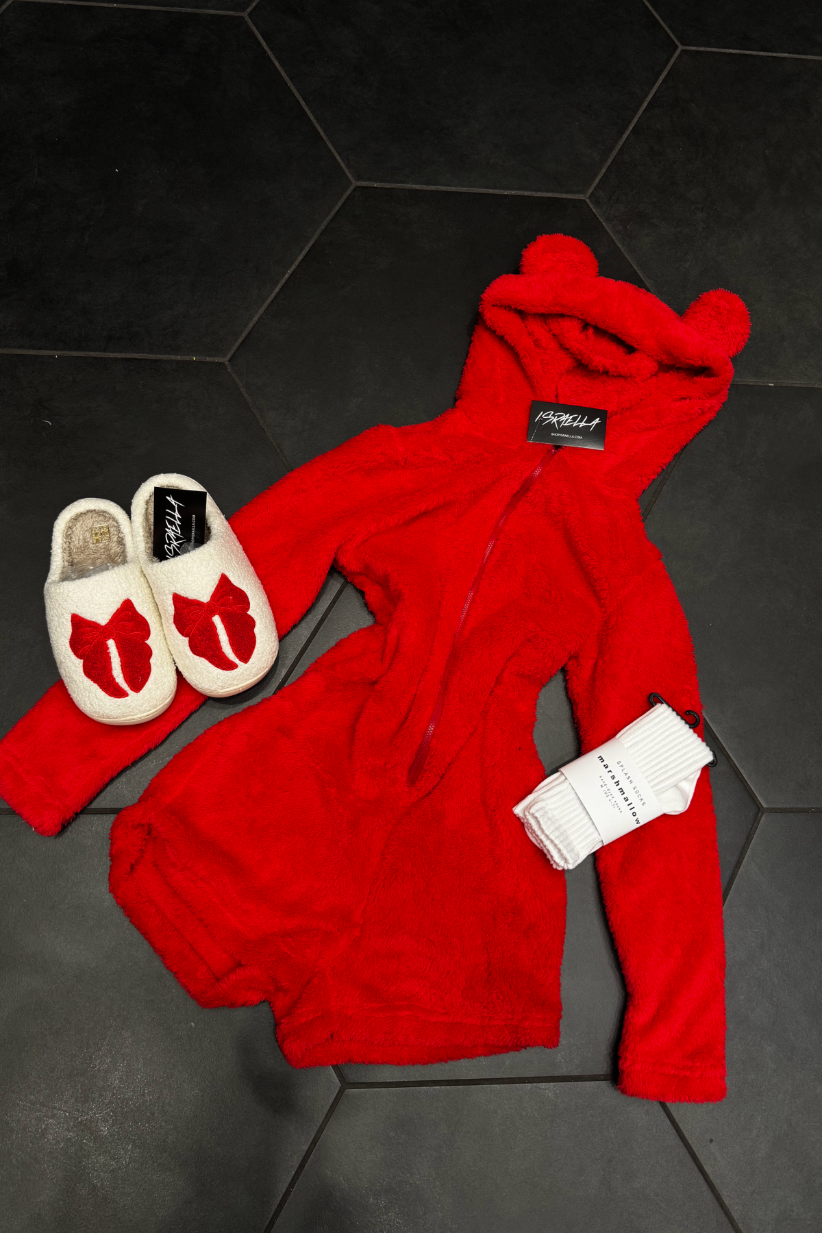 Fuzzy Christmas Romper (Red)