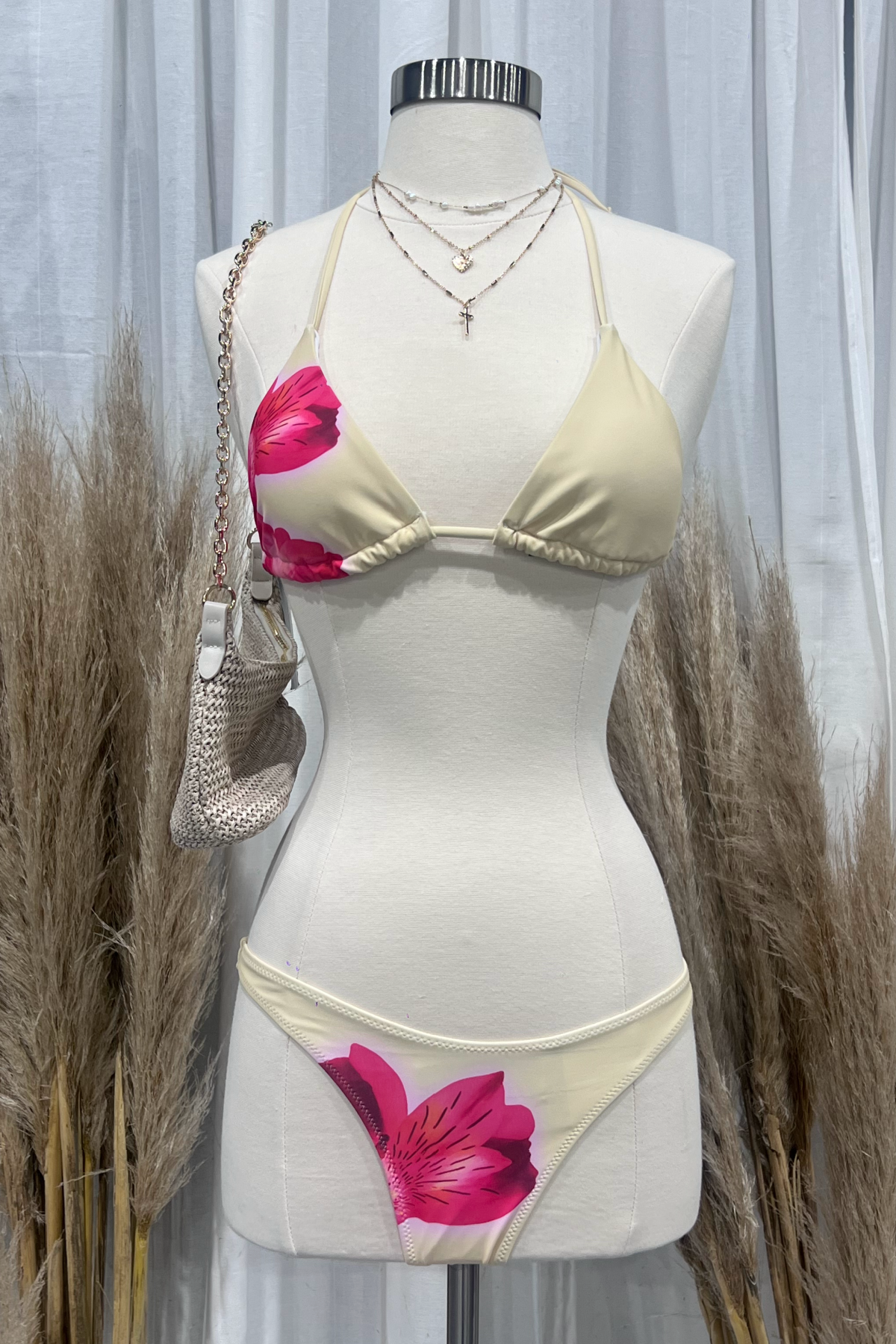Tahiti Bikini Skirt Set (Yellow/Pink)
