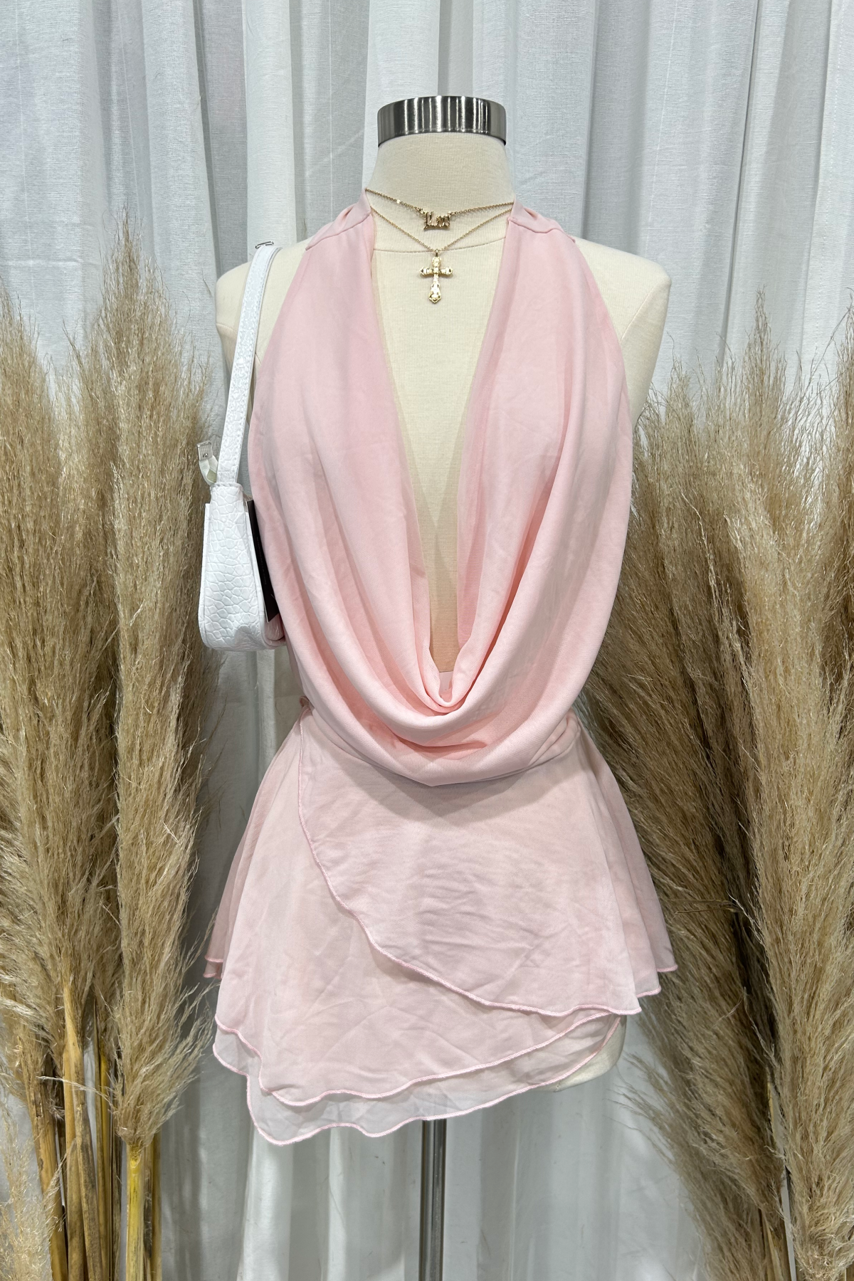 Sarah Halter Mesh Mini Dress (Baby Pink)
