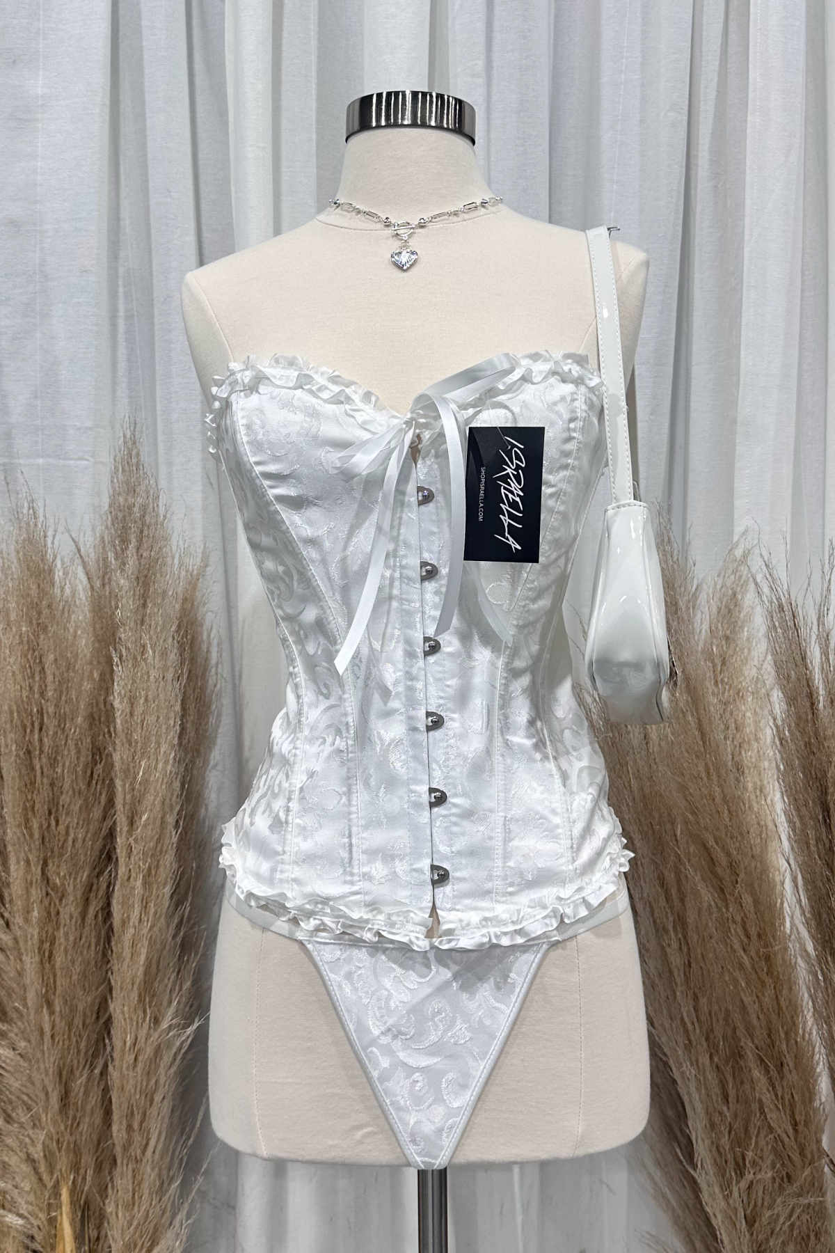 Jadelyn Corset Top W/ Thong (White)
