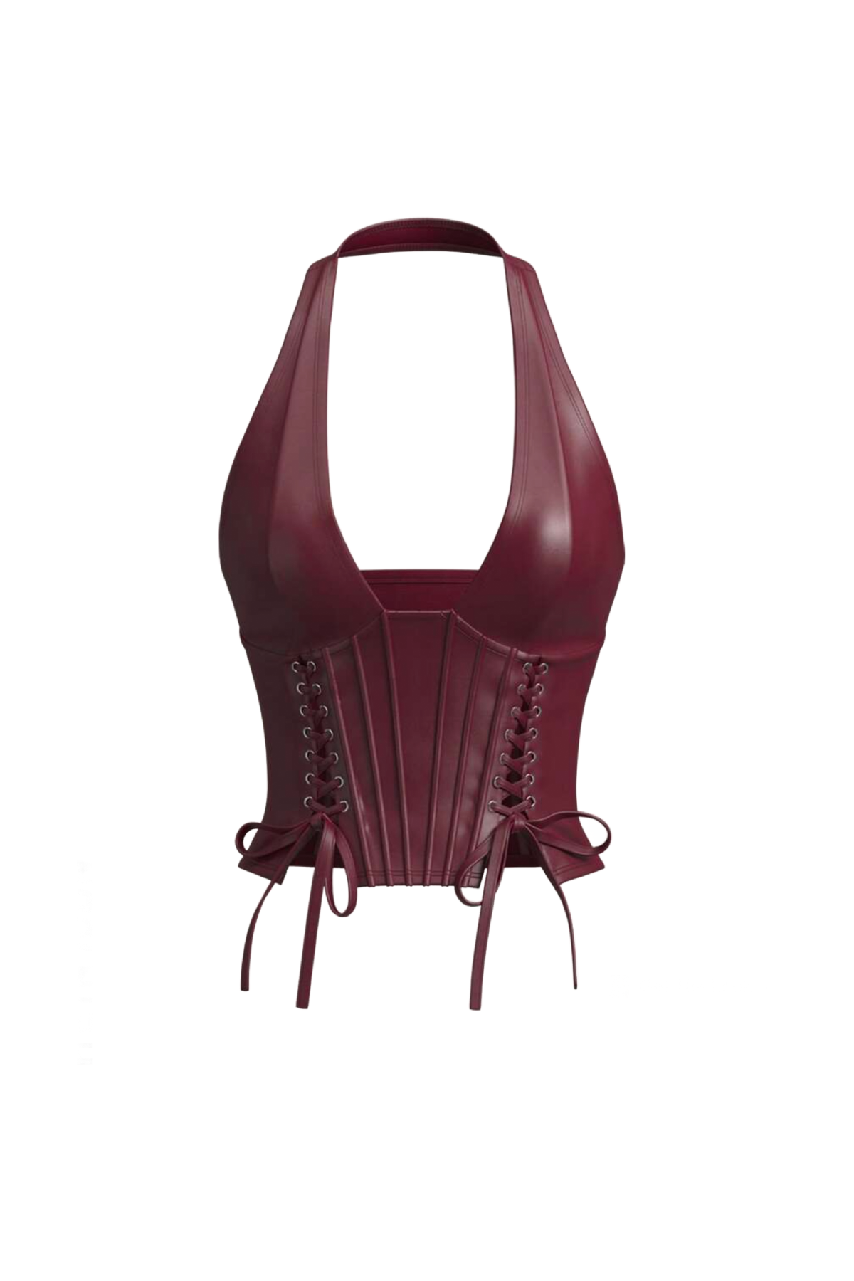 Vague Leather Halter Top (Burgundy Red)