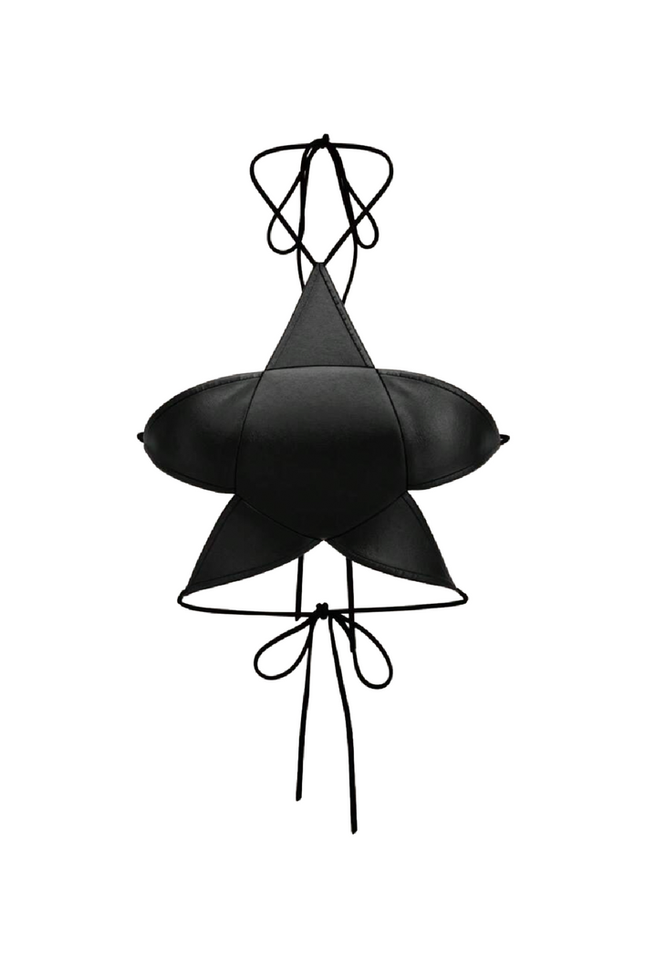 Starlet Leather Halter Top (Black)