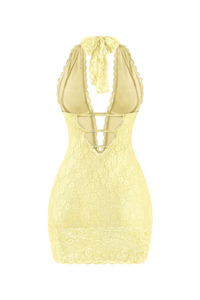 Esther Lace Mini Dress (Light Yellow)