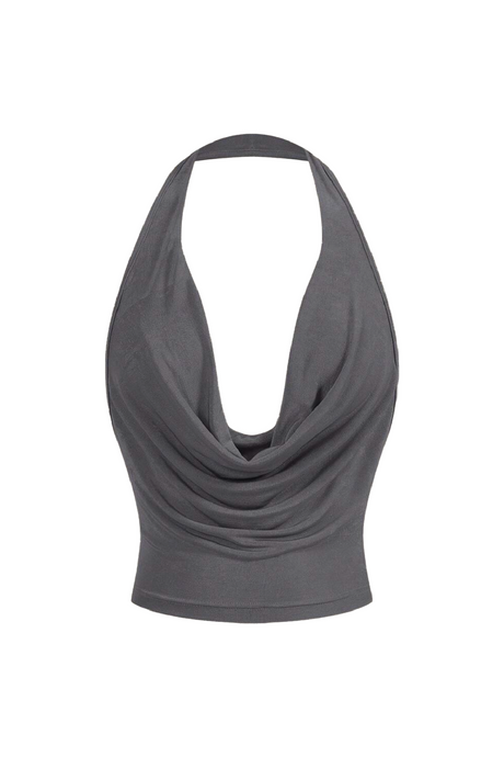 Khloe Halter Top (Dark Grey)