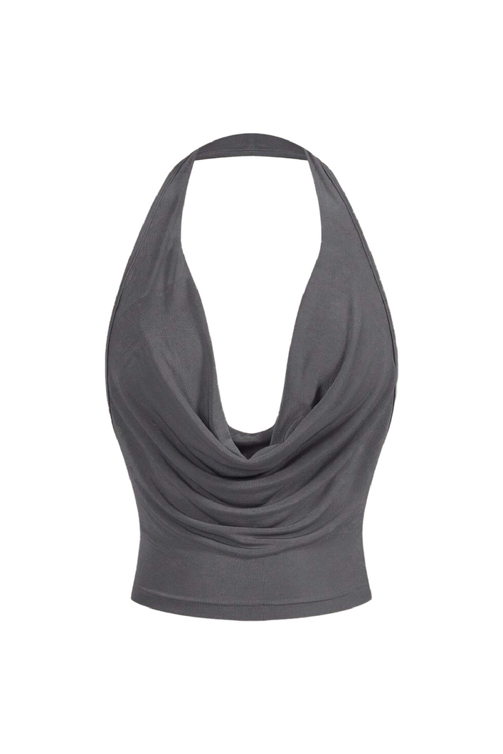 Khloe Halter Top (Dark Grey)