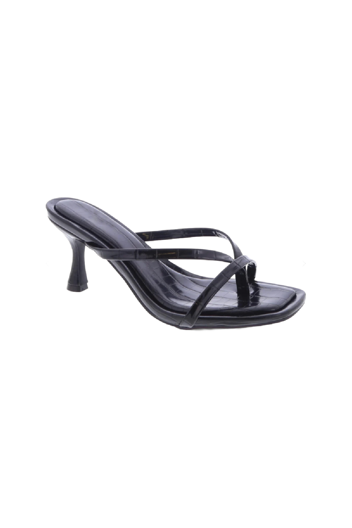 Selena Heels (Black Croc)