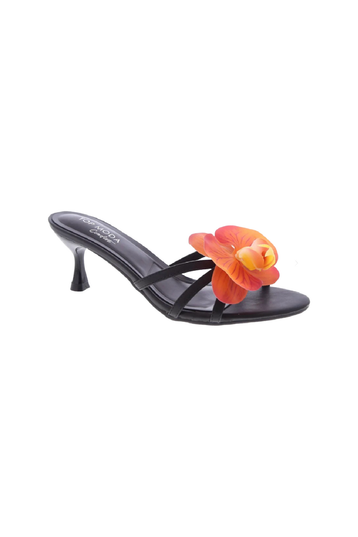 Angie Floral Heels (Black)