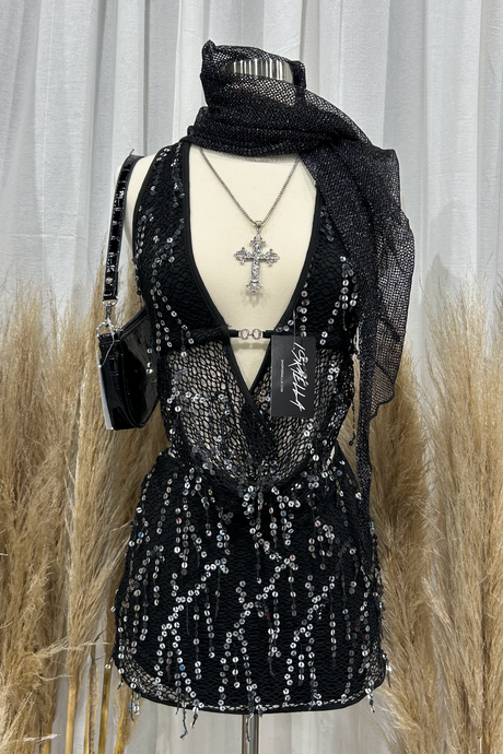 Electric Halter Skirt Set (Black)