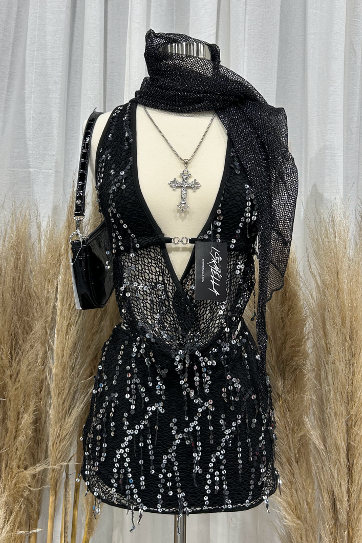 Electric Halter Skirt Set (Black)