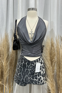 Khloe Halter Top (Dark Grey)