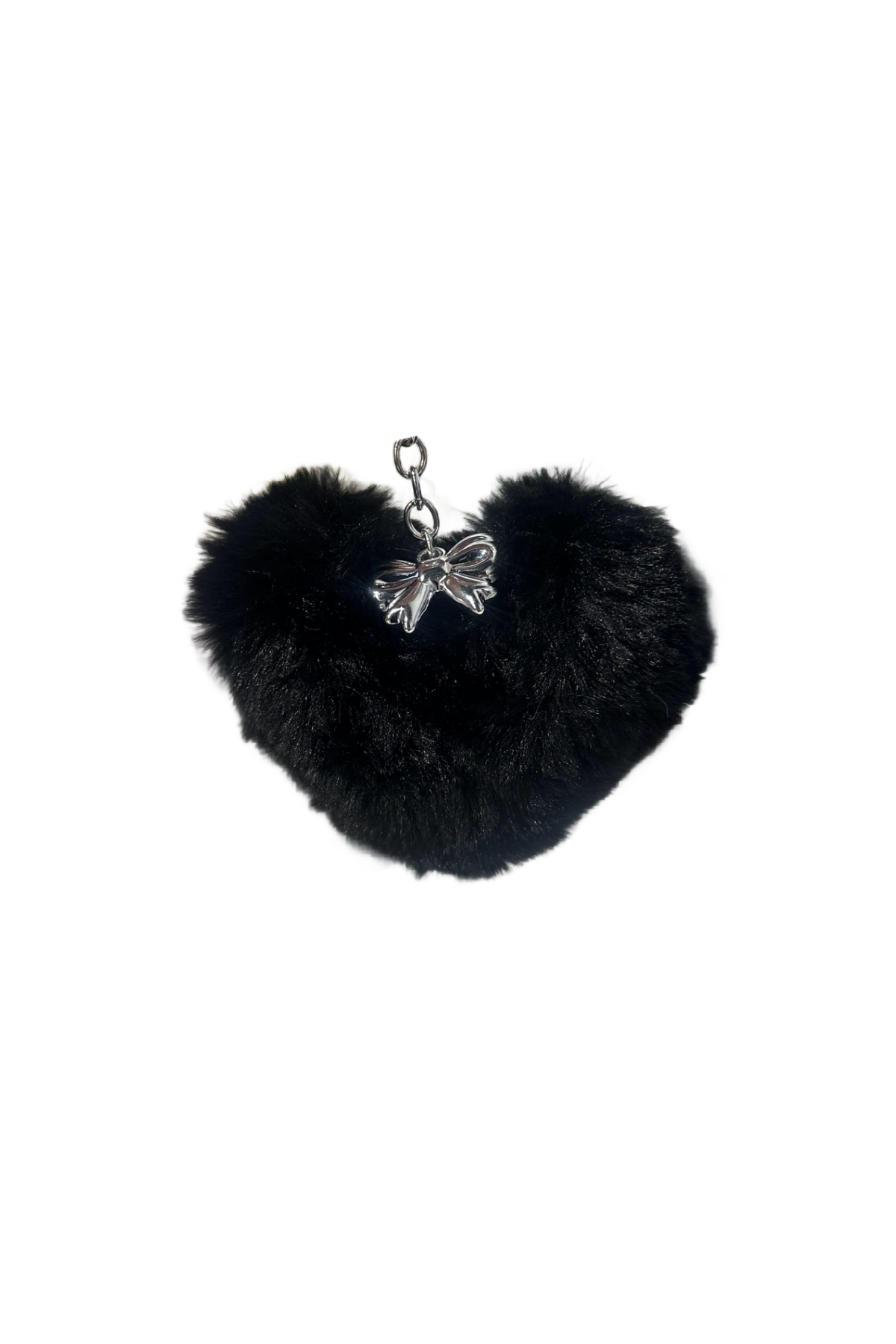 Ribbon with Heart Keychain (Black)