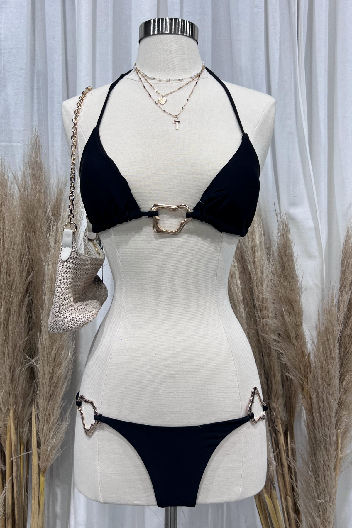 Dionna Triangle Bikini Set (Black)