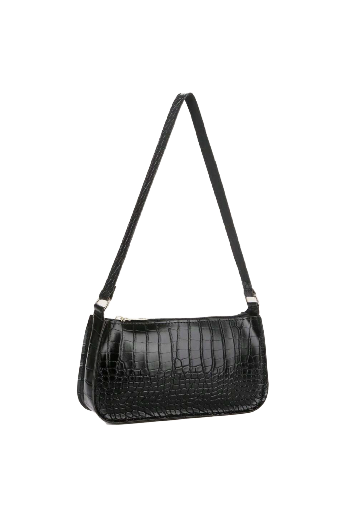 Leta Croc Shoulder Bag (Black)