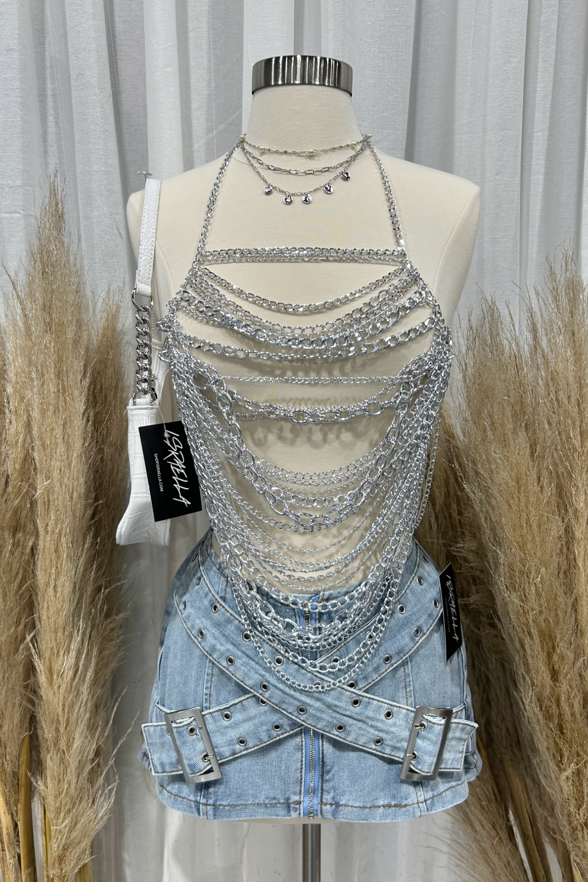 Jia Metal Halter Top (Silver)