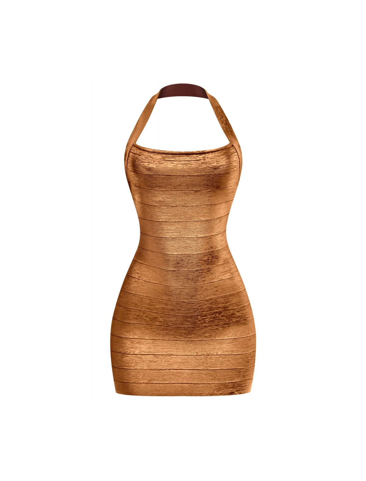 Cierra Metallic Bandage Dress (Bronze Brown)
