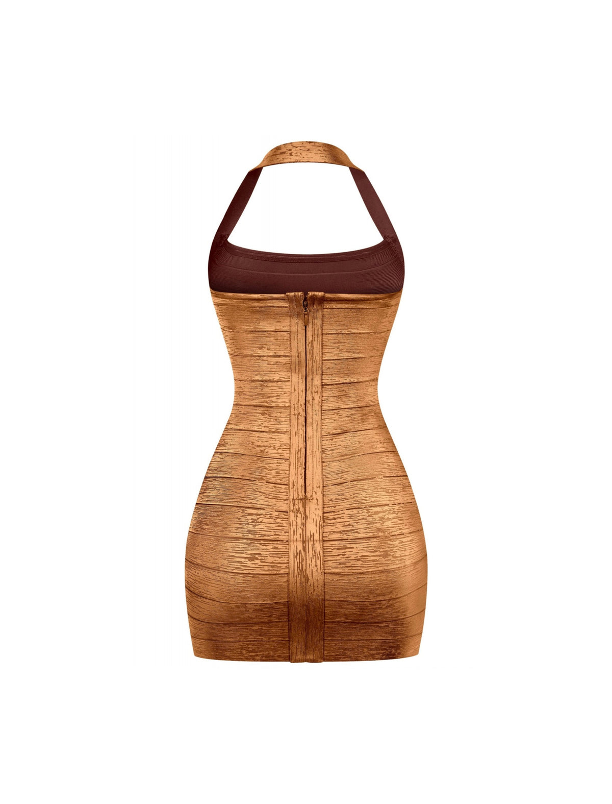 Cierra Metallic Bandage Dress (Bronze Brown)