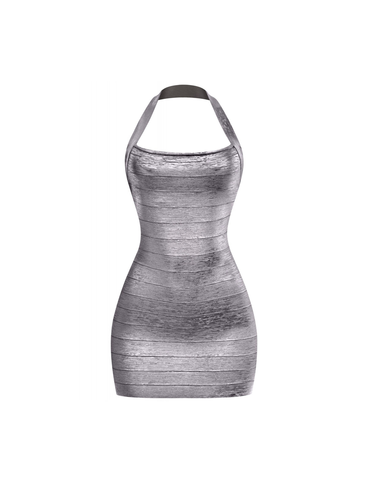 Cierra Metallic Bandage Dress (Charcoal Grey)