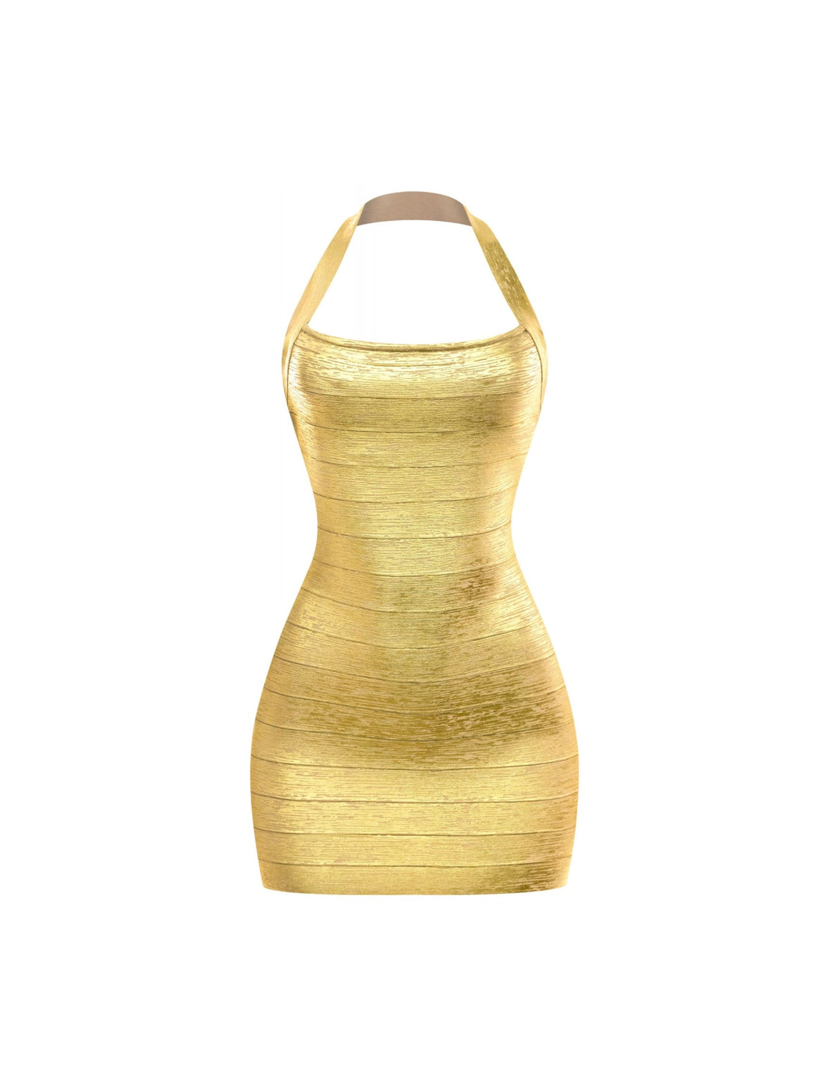 Cierra Metallic Bandage Dress (Gold)
