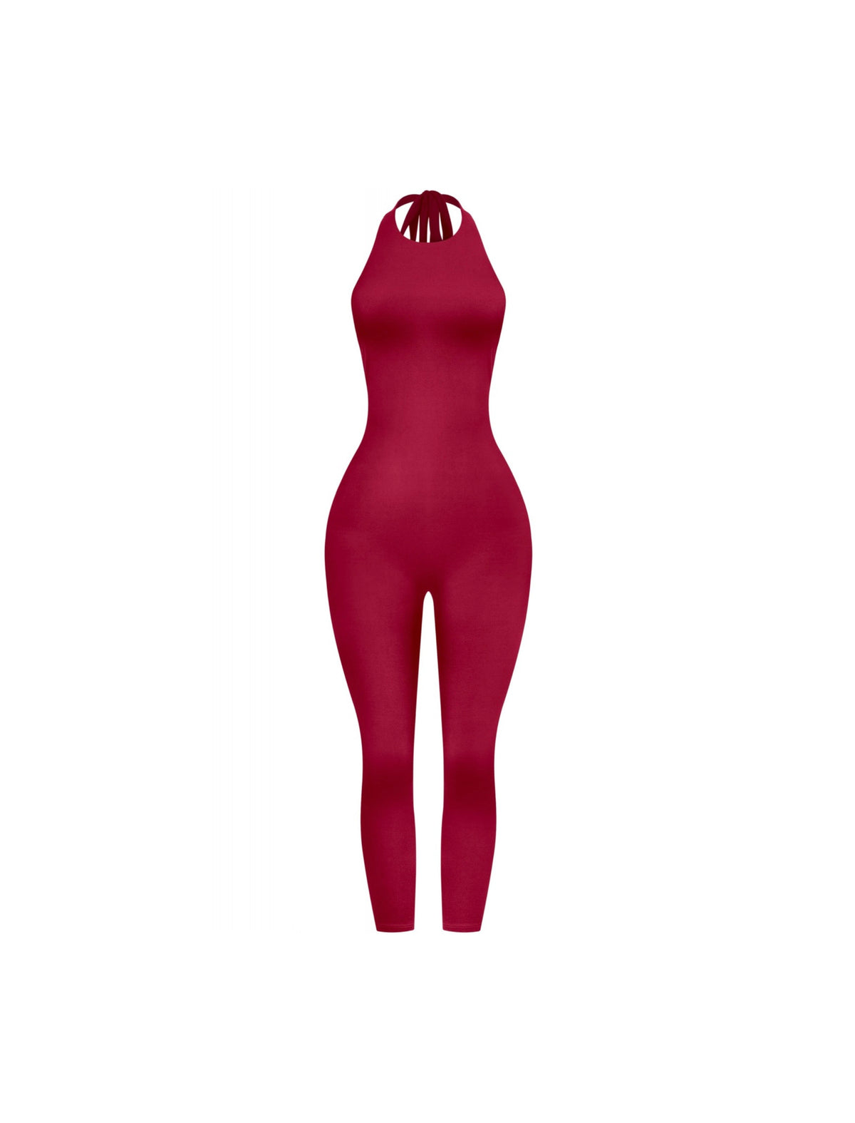 Yasmin Halter Jumpsuit (Burgundy Red)