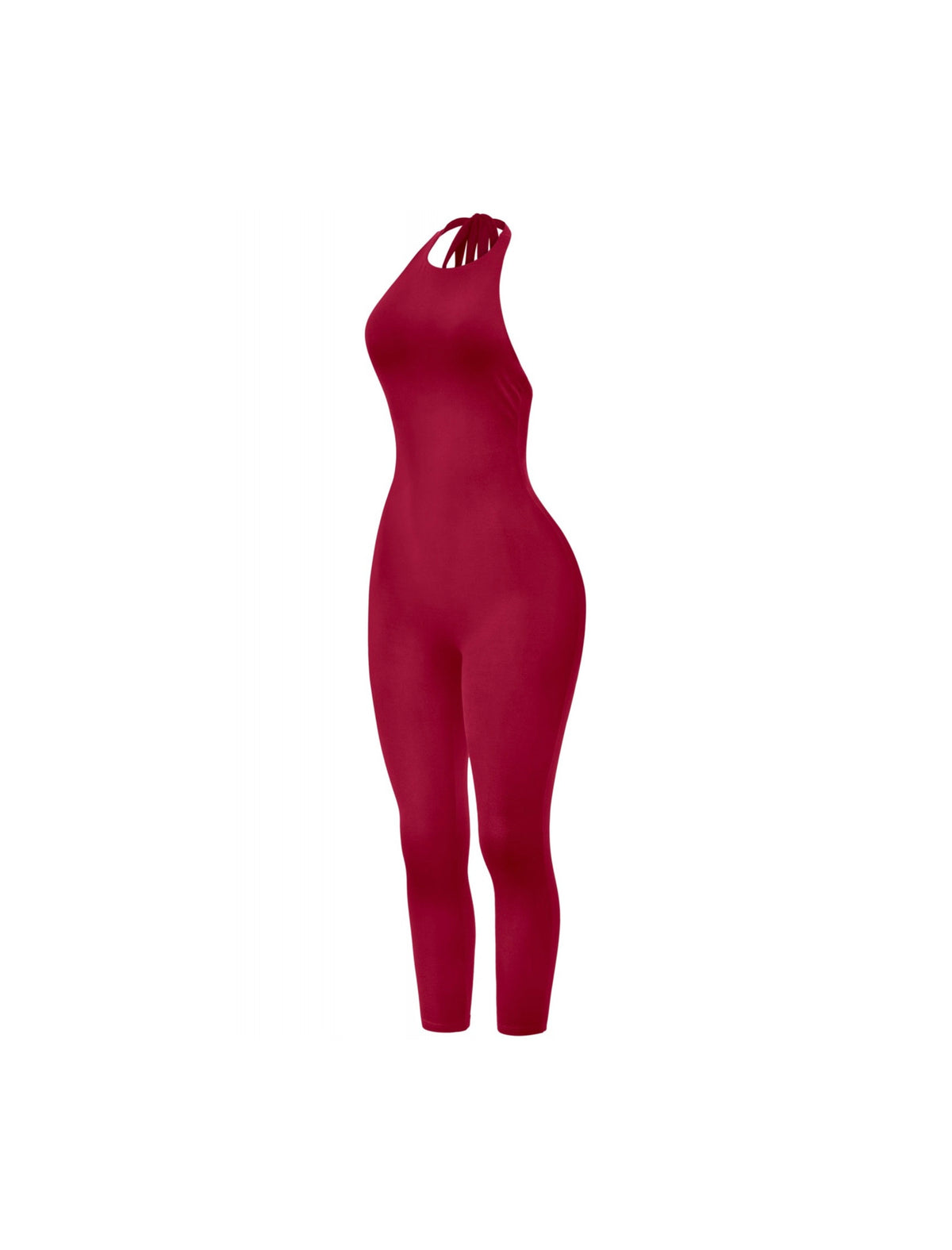 Yasmin Halter Jumpsuit (Burgundy Red)