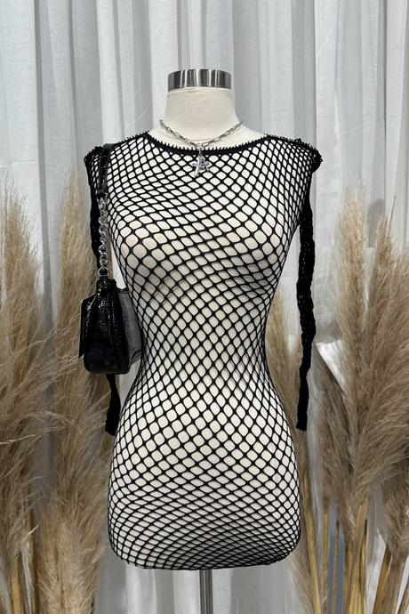 Zulu Long Sleeve Mini Dress (Black)