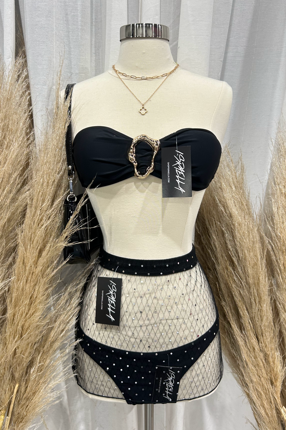 Avon Mesh Mini Skirt (Black)