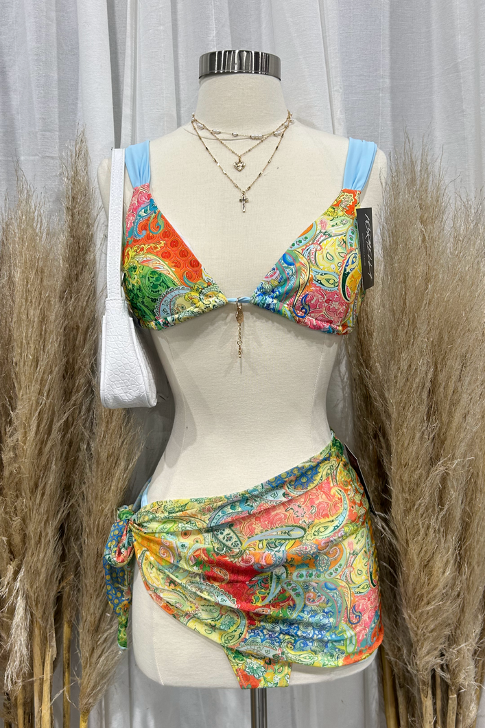 Myla Bikini W/ Cover Up Skirt (Green Multi)