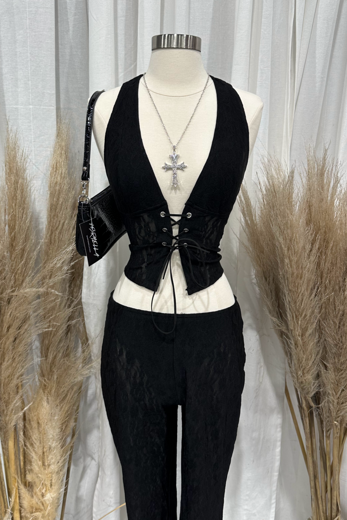 Ari Lace Pants Set (Black)