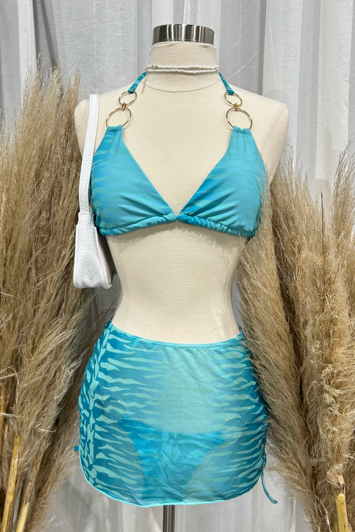 Ambria Bikini Skirt Set (Blue Multi)