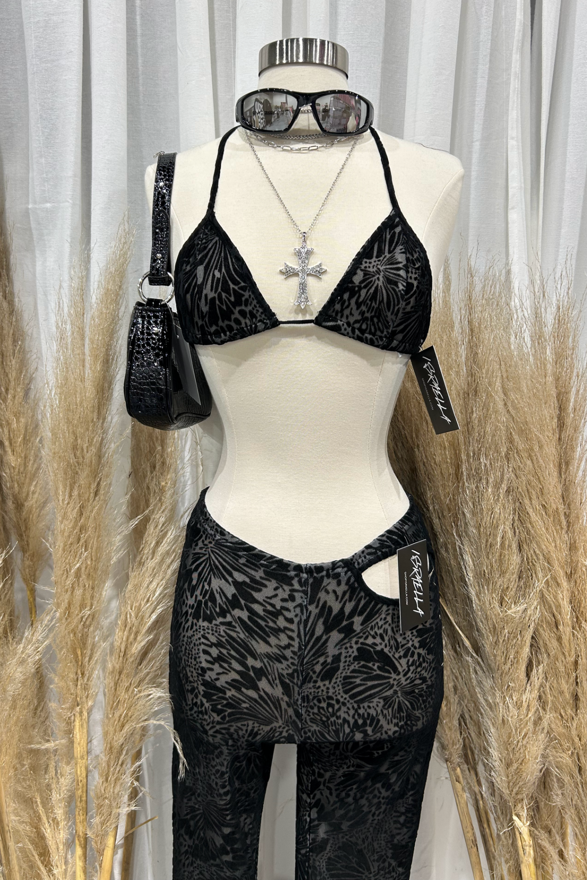 Imogen Mesh Pants Set (Black)