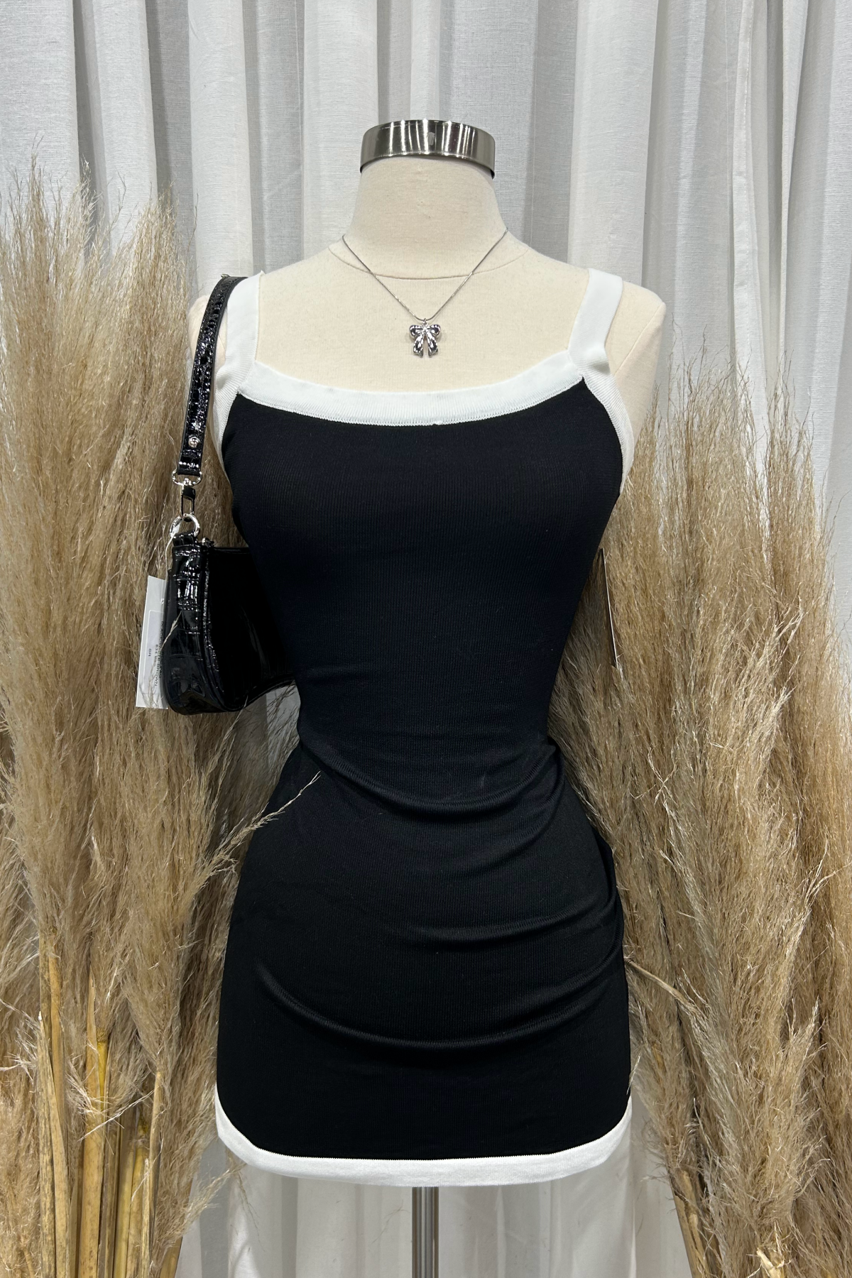 Gem Knit Mini Dress (Black)