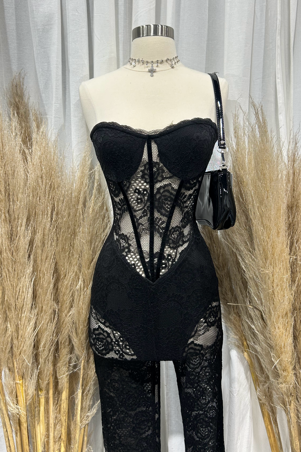 Kylar Tube Lace Jumpsuit (Black)