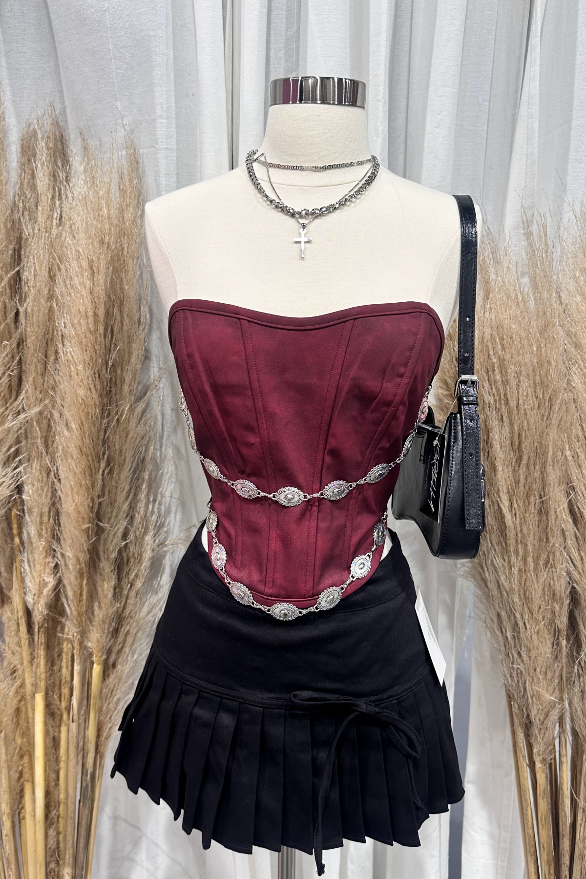 Odalis Corset Top (Dark Red)