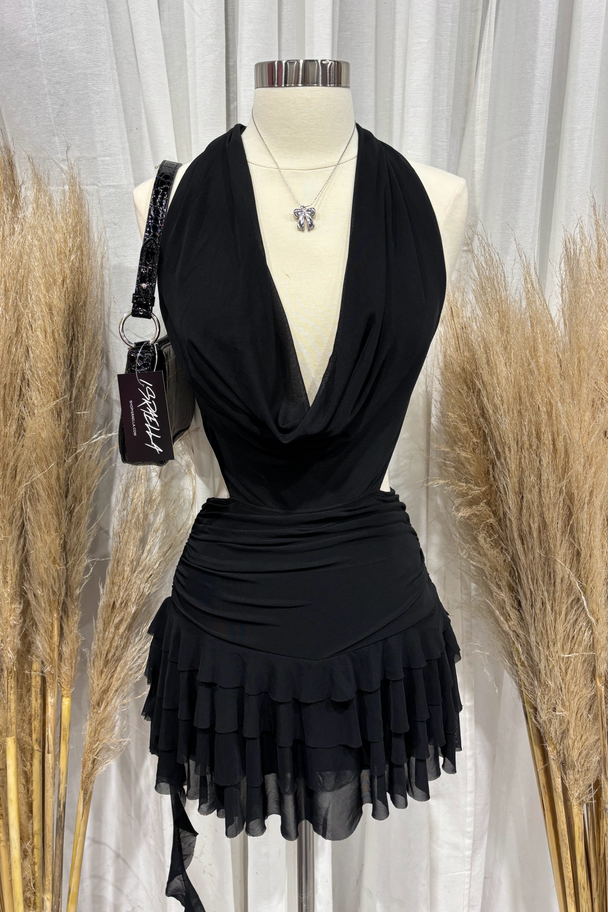 Erin Halter Mesh Mini Dress (Black)
