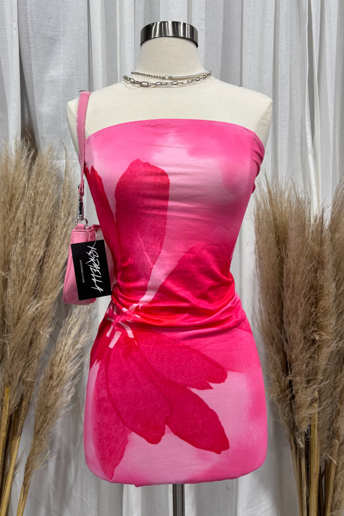 Cambria Floral Mini Tube Dress (Pink Multi)