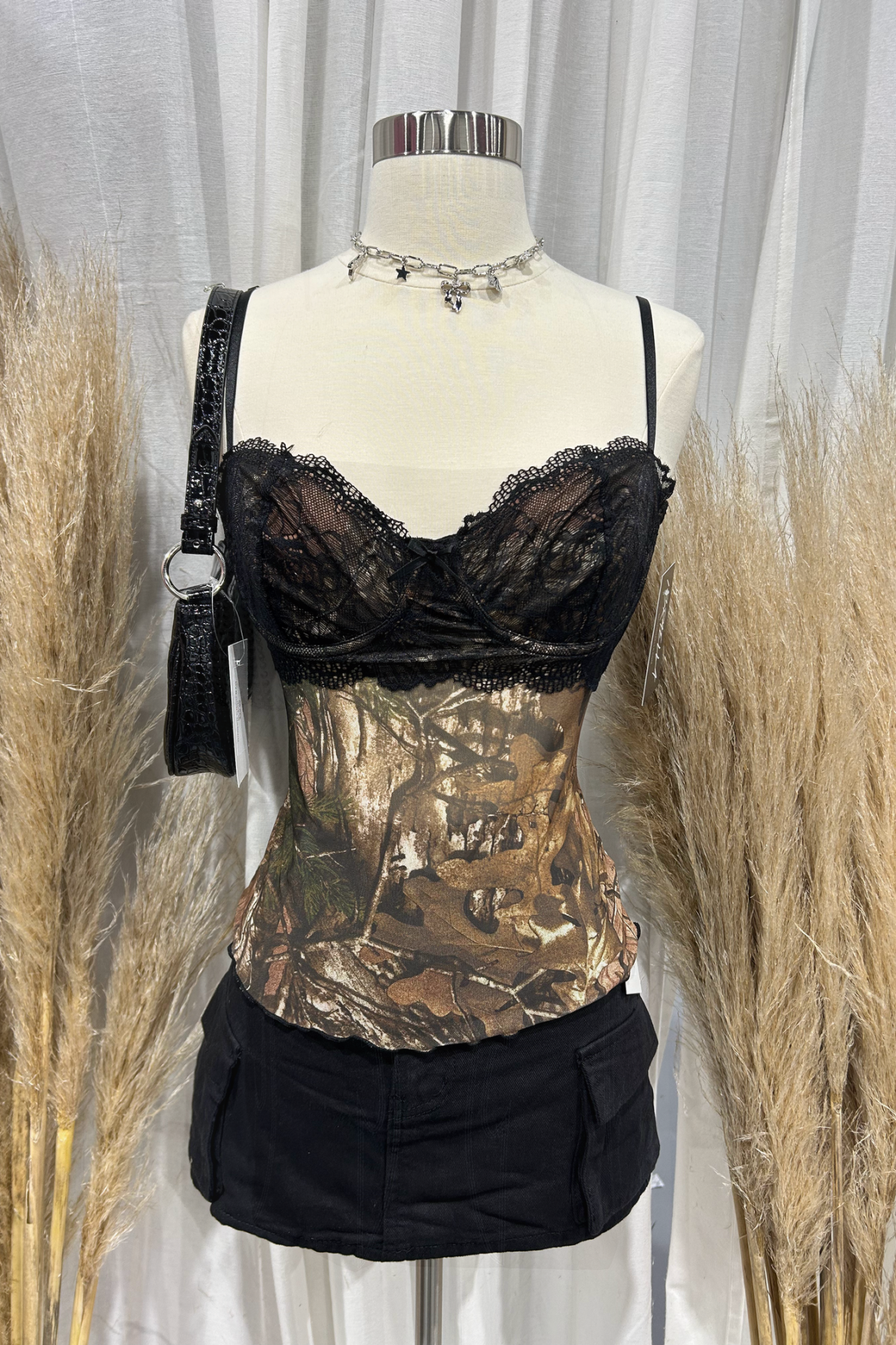 Camoura Mesh Top (Black/Camo)