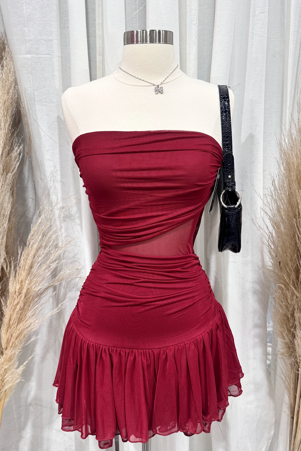 Amelia Tube Dress (Burgundy Red)