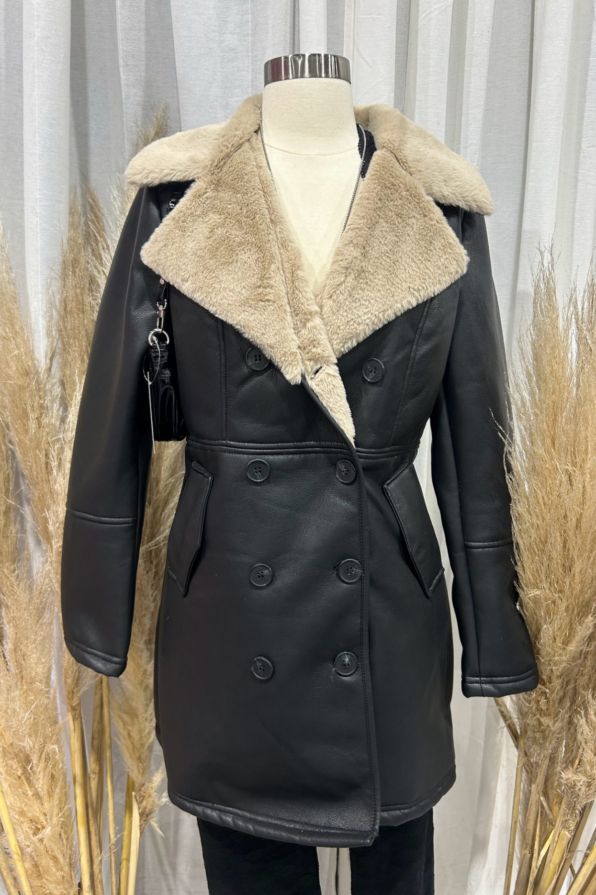 Mal Leather Trench Coat (Black)