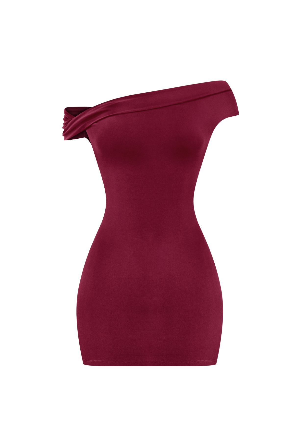 Margo Off Shoulder Mini Dress (Burgundy)