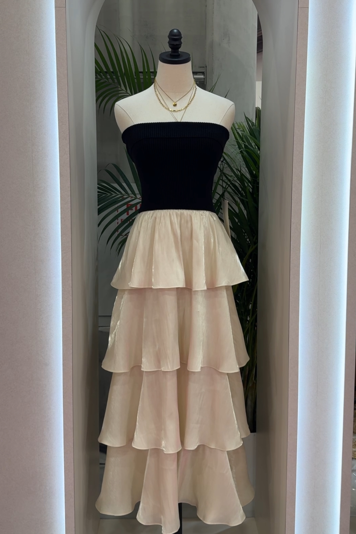 Antes Maxi Tube Dress (Black/Champagne)