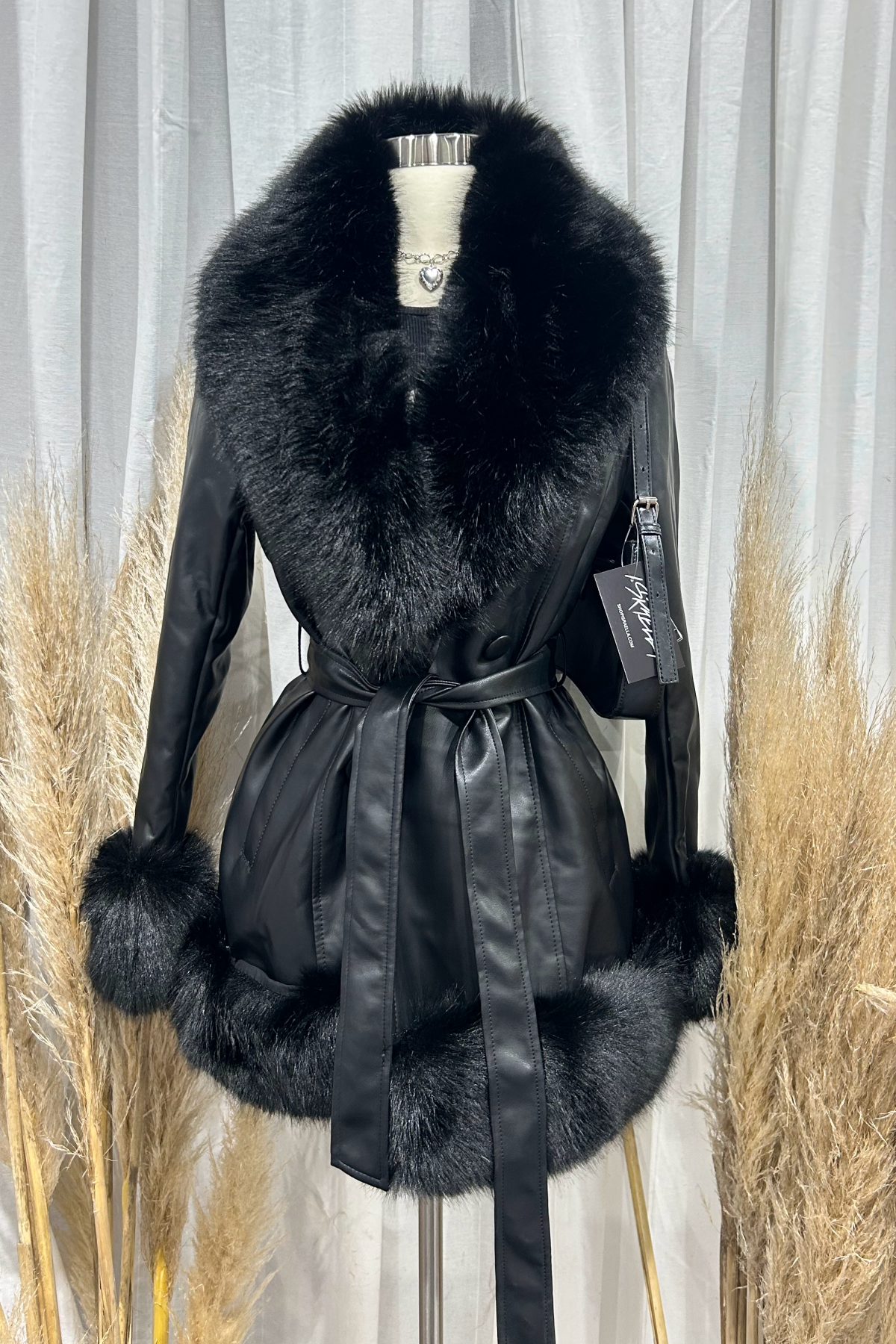 Roxy Fur Leather Jacket (Black)