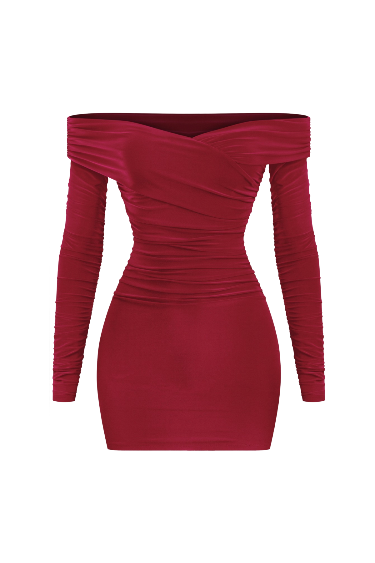 Shelby Off Shoulder Dress (Burgundy Red)
