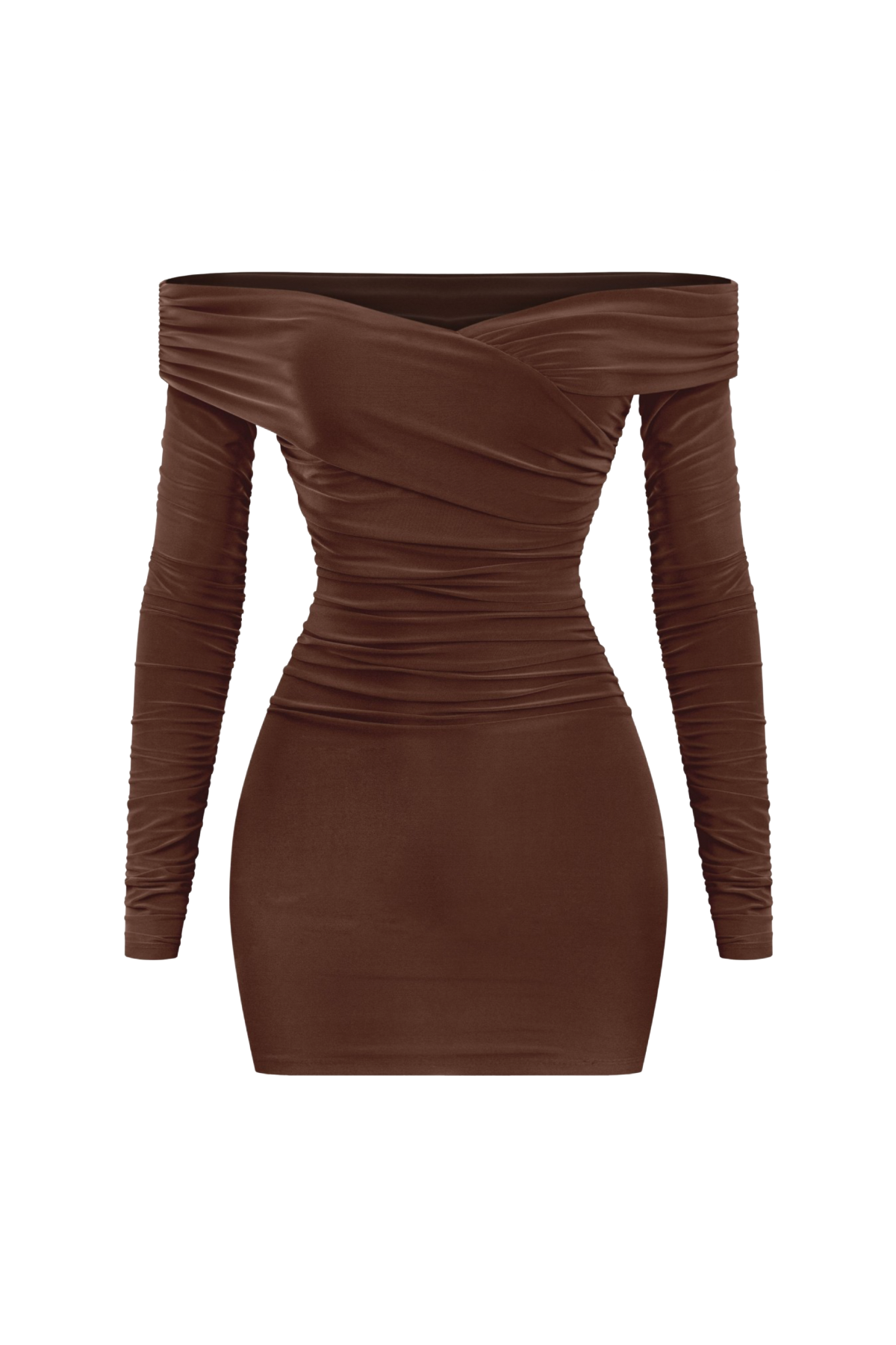 Shelby Off Shoulder Dress (Brown)