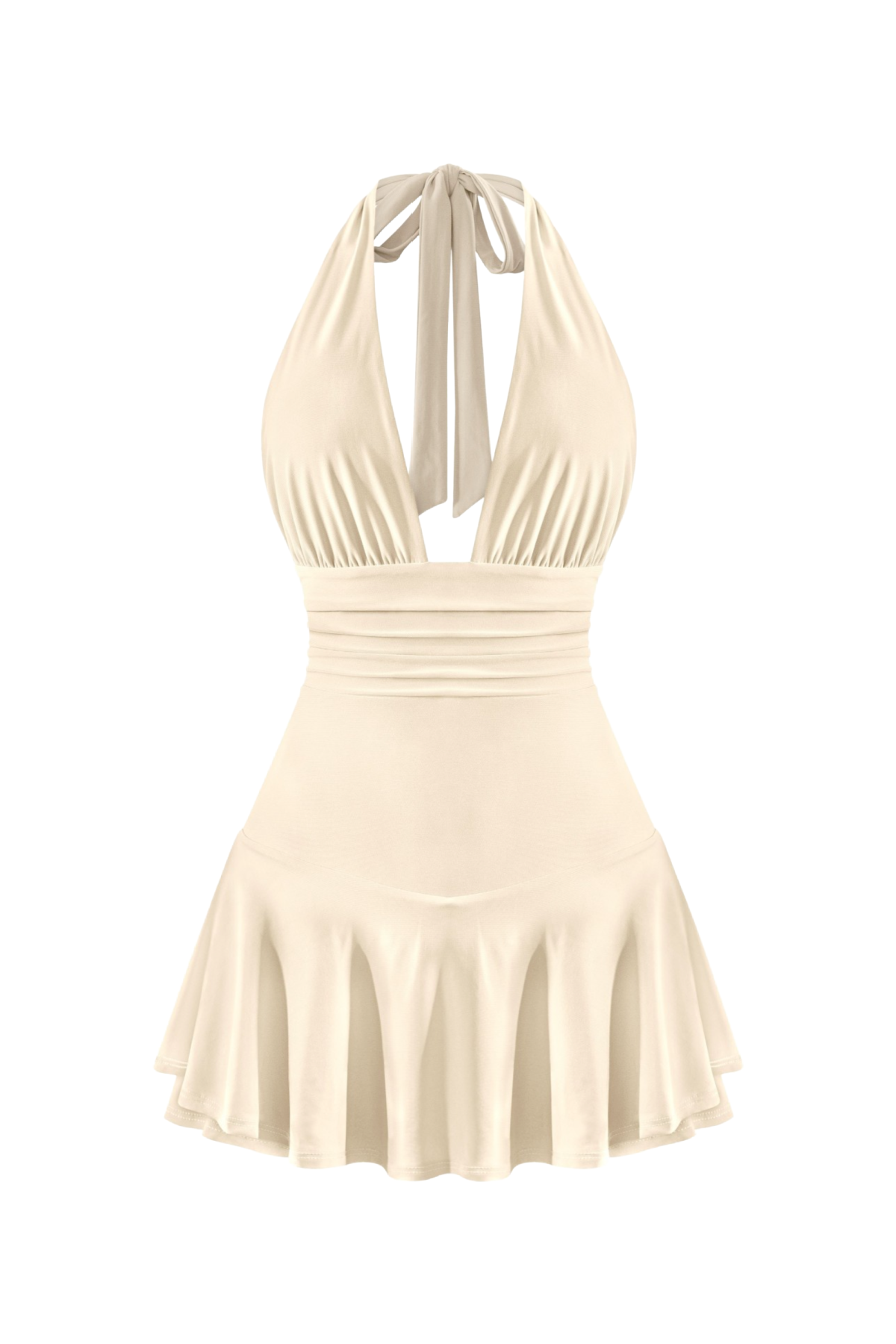 Carolina Halter Mini Dress (Beige Brown)