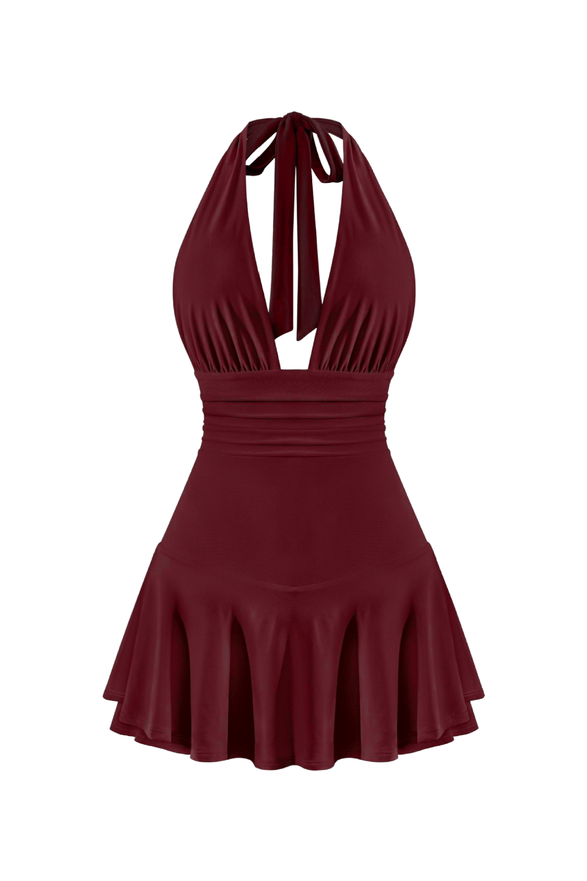 Carolina Halter Mini Dress (Burgundy Red)