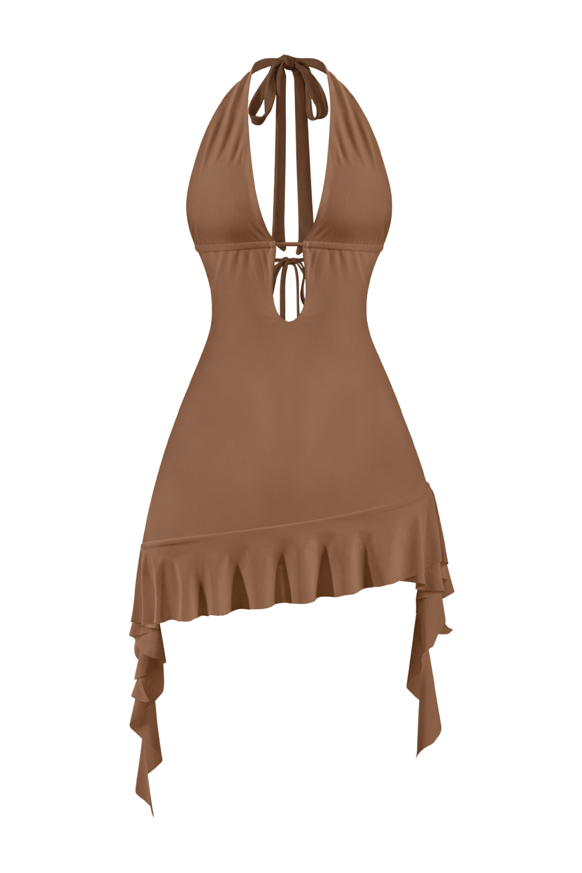 Abbie Halter Dress (Brown)
