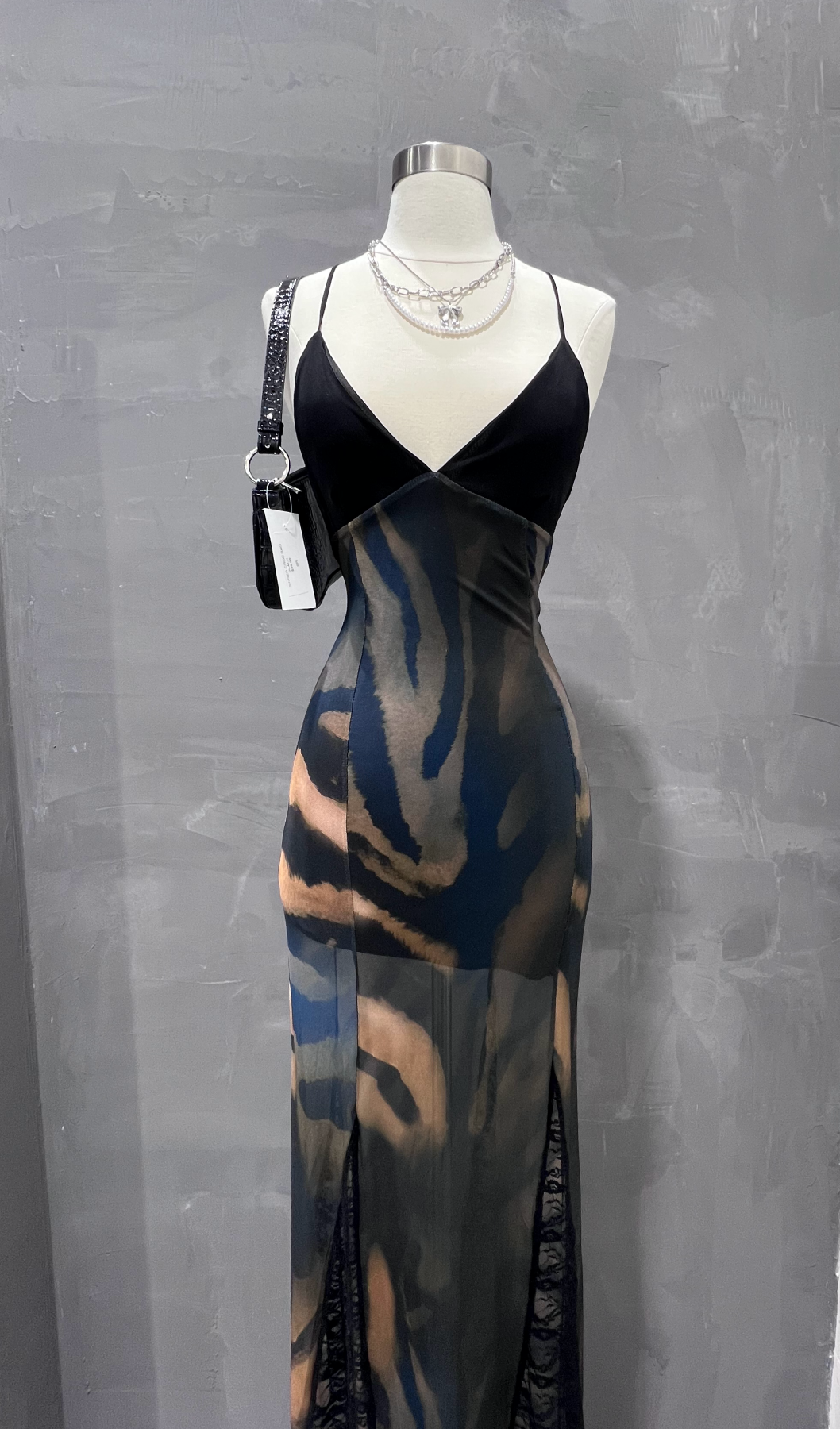 Anima Mesh Maxi Dress (Black Multi)